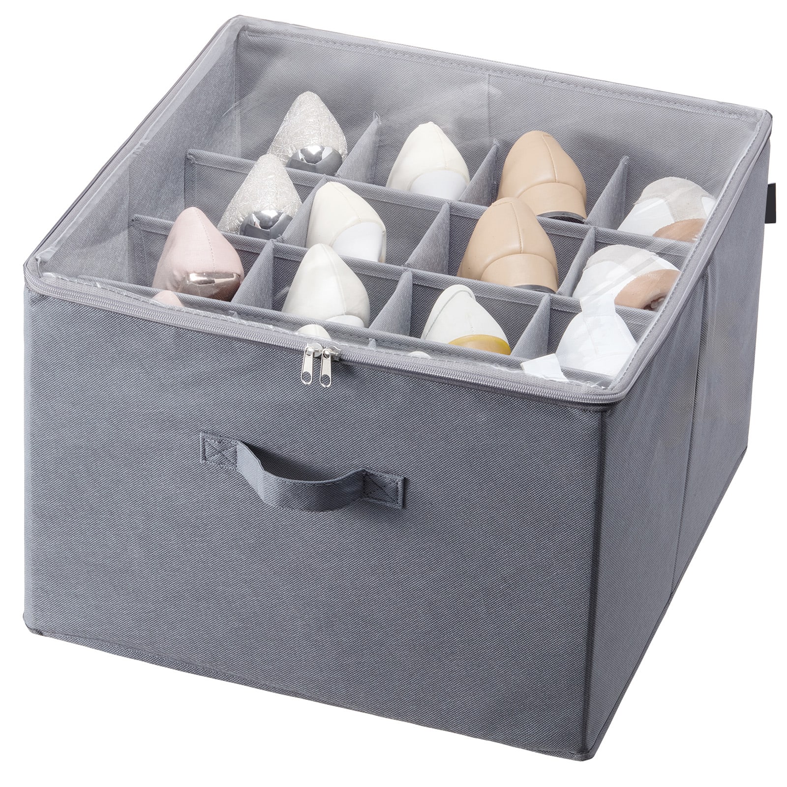 Under Bed Shoe Storage Organizer With Clear Window And Dividers_voghion.com